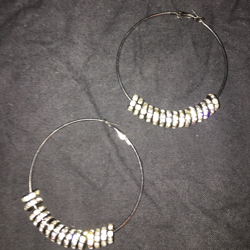 Blingy Hoops Silver & Black